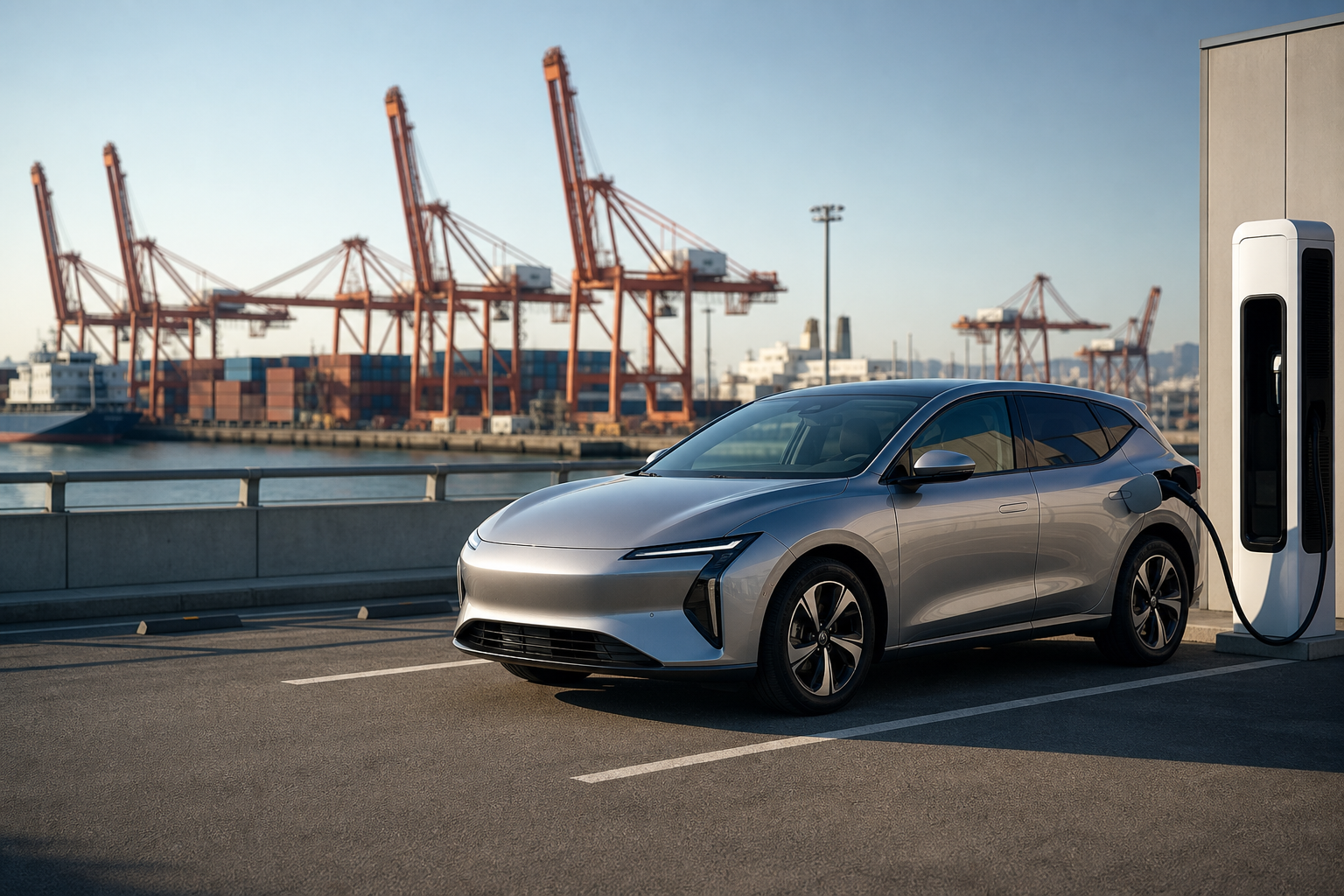 Generic electric vehicle charging near an international container port