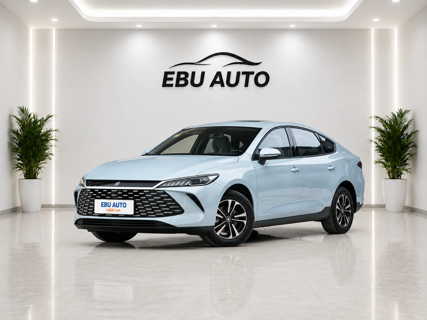 BYD Qin PLUS DM-i plug-in hybrid sedan for export from China