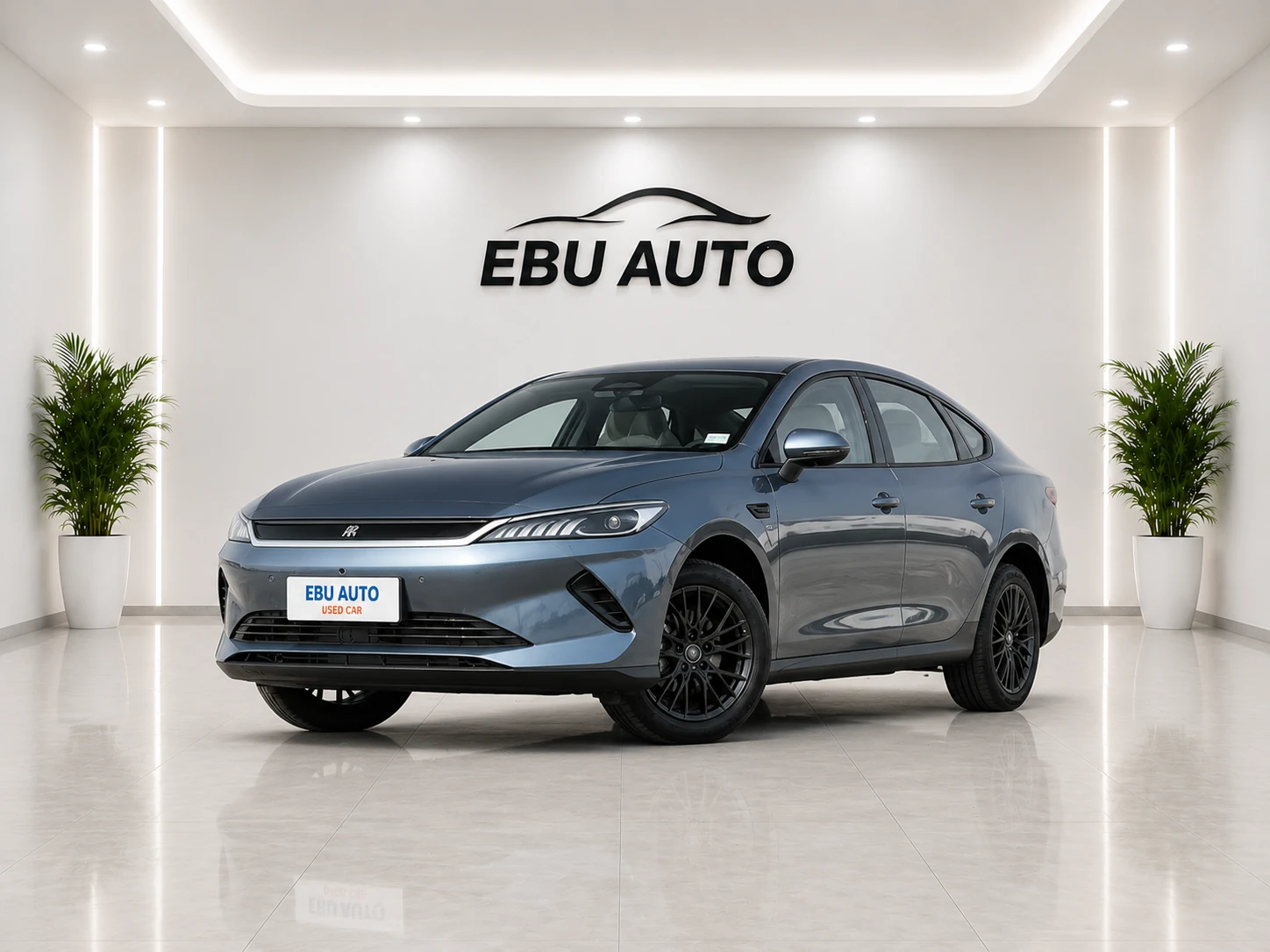 BYD Qin PLUS EV electric sedan front three-quarter view
